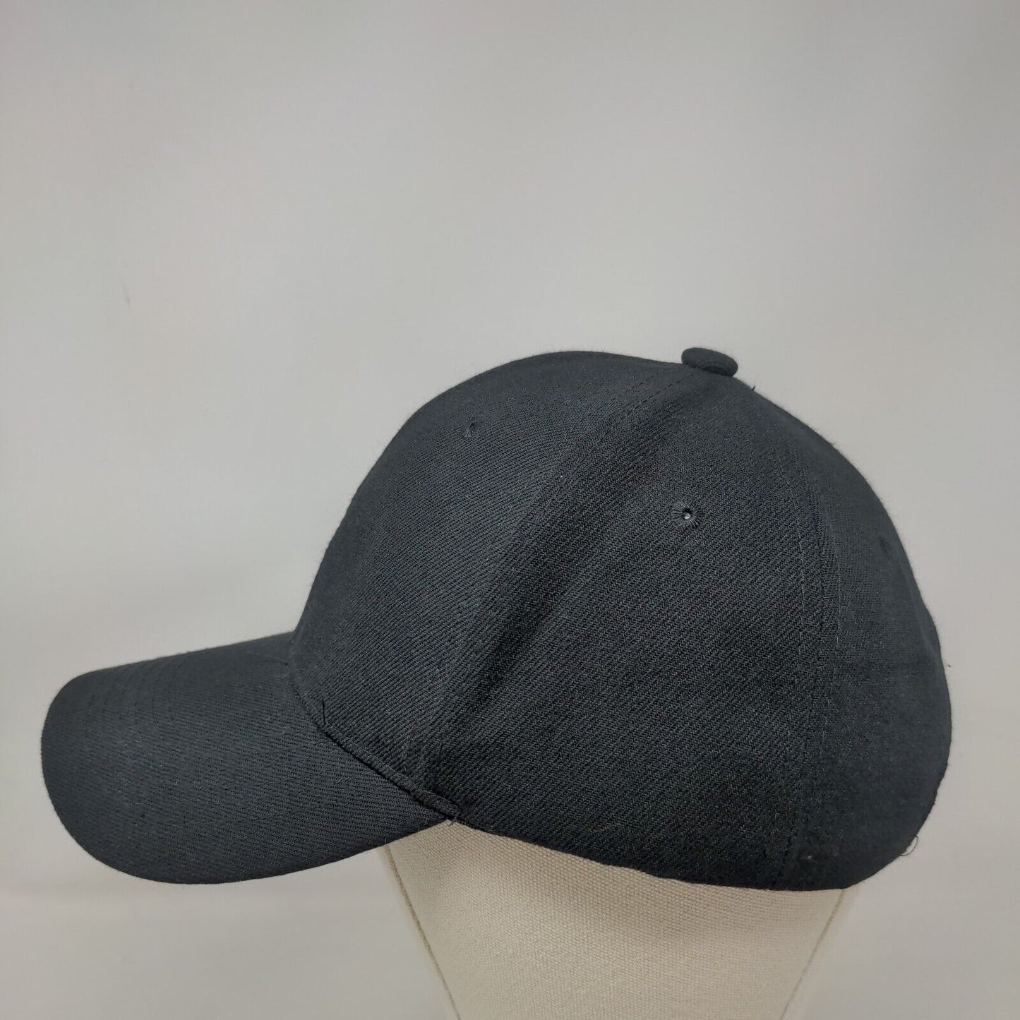 Unbranded Strapback Hat Black One Size Adjustable Vented Holes 6 Panel Blank