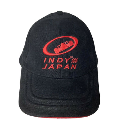 Rare Indy Japan Twin Ring Motegi Hat Black Strapback Red & Black Embroidered