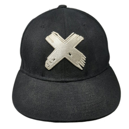 Quanhaigou Snapback Black One Size Flat Brim Embroidered X Crossed Hands Hat