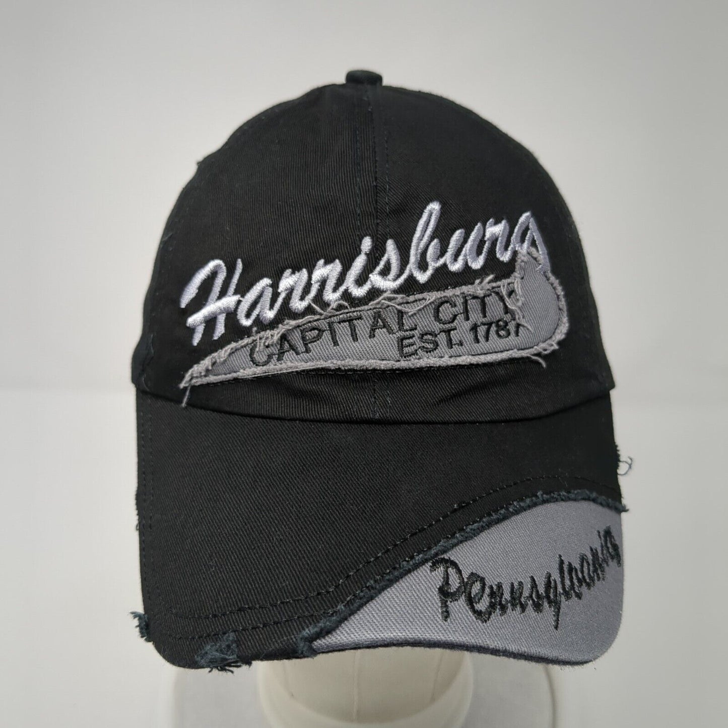 Harrisburg Capital City Est. 1787 Pennsylvania Strapback Hat Black OS Distressed