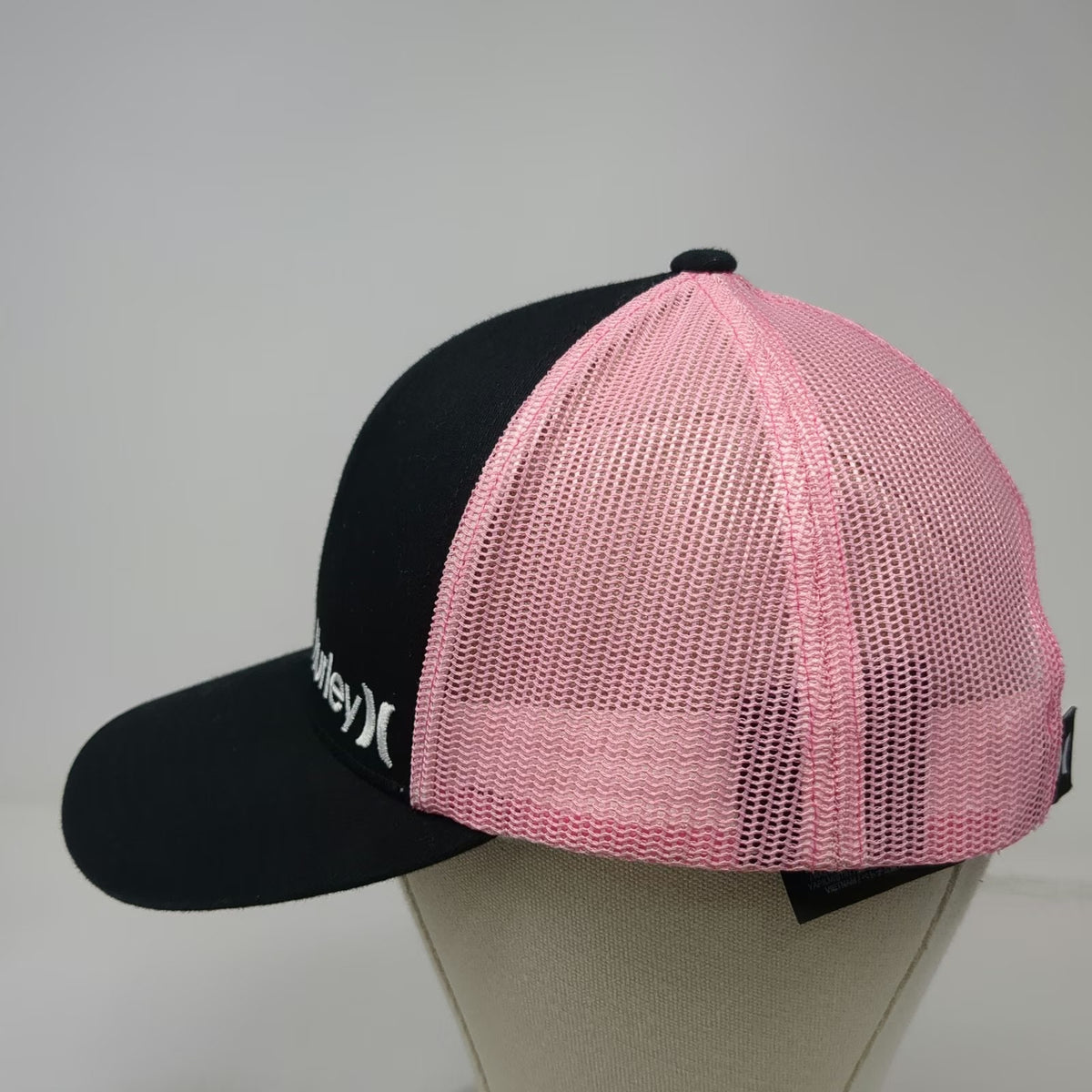 Hurley Trucker Hat Black Pink One Size Mesh Snapback Logo Embroidered Surf
