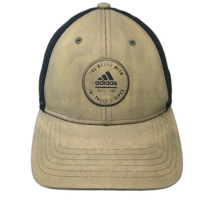 adidas Trucker Hat Brown One Size Mesh Snapback Three Stripes Patch Logo