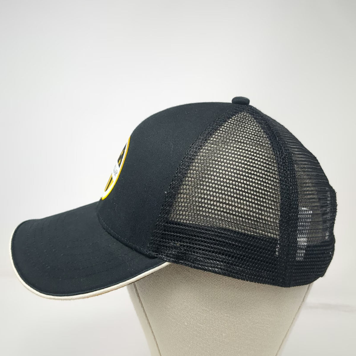 MPC Trucker Hat Black One Size Caterpillar Snapback Mesh Back Patch Stars Logo