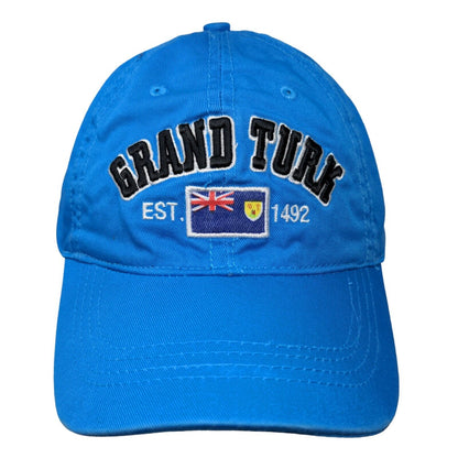 Grand Turk Est 1492 Strapback Hat Blue One Size Embroidered Caribbean Outpost