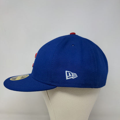 New Era Men's 59Fifty Fitted Hat Blue Size 7 3/4 Chicago Cubs Embroidered Logo