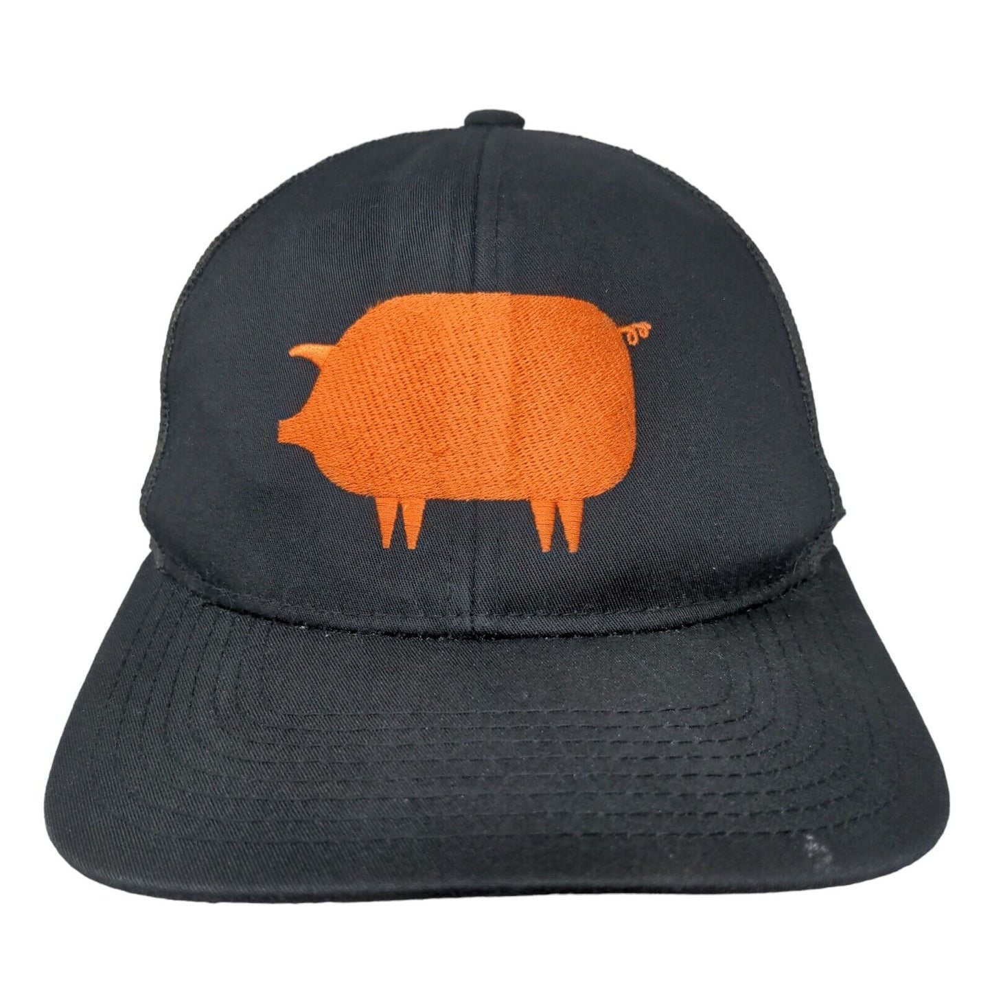 Pacific Headwear Snapback Hat One Size Black Mesh Back Embroidered Pig Pork Logo
