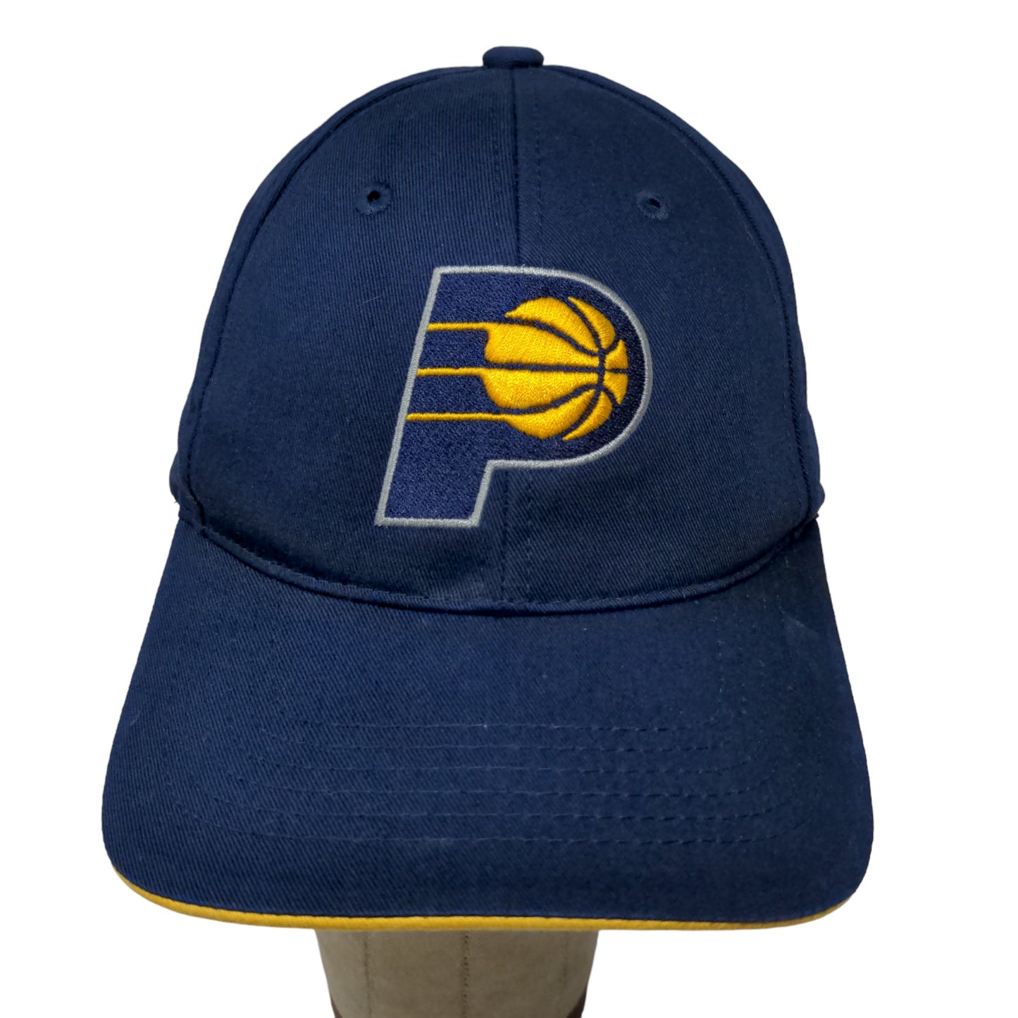 Main Gate Men's Strapback Hat Blue Yellow OSFM Embroidered Logo Indiana Pacers