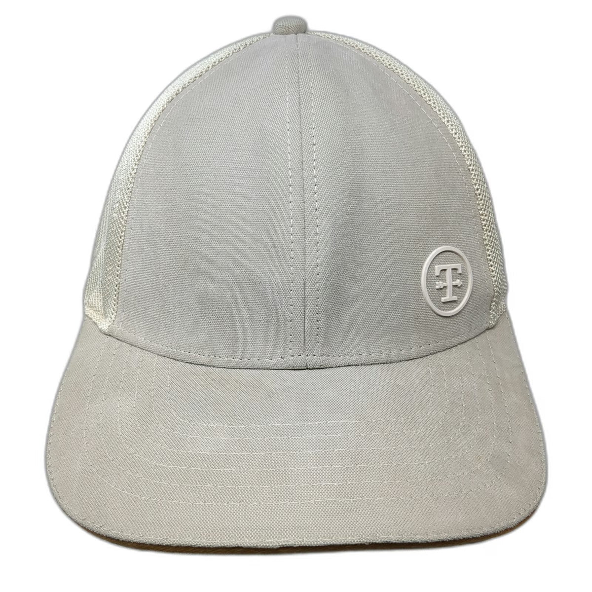Baseball Cap Beige One Size Mesh Back Strapback Circle T Logo Polyester Hat 1939