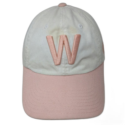 American Needle Baseball Cap White Pink One Size Chicago Cubs W Hat Slideback