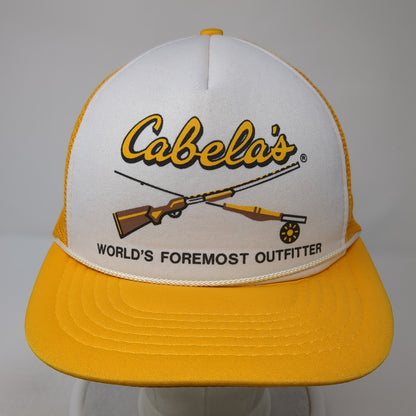 Cabela's World's Foremost Outfitter Trucker Hat Yellow OS Adjustable Mesh Back