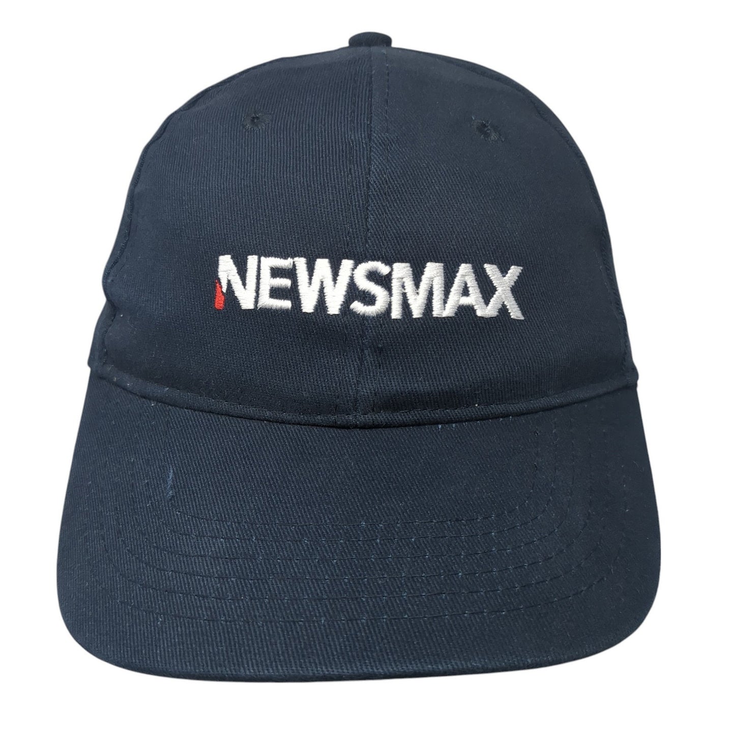Newsmax Strapback Hat Blue One Size Adjustable Embroidered Solid 6 Panel