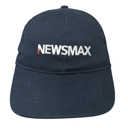 Newsmax Strapback Hat Blue One Size Adjustable Embroidered Solid 6 Panel
