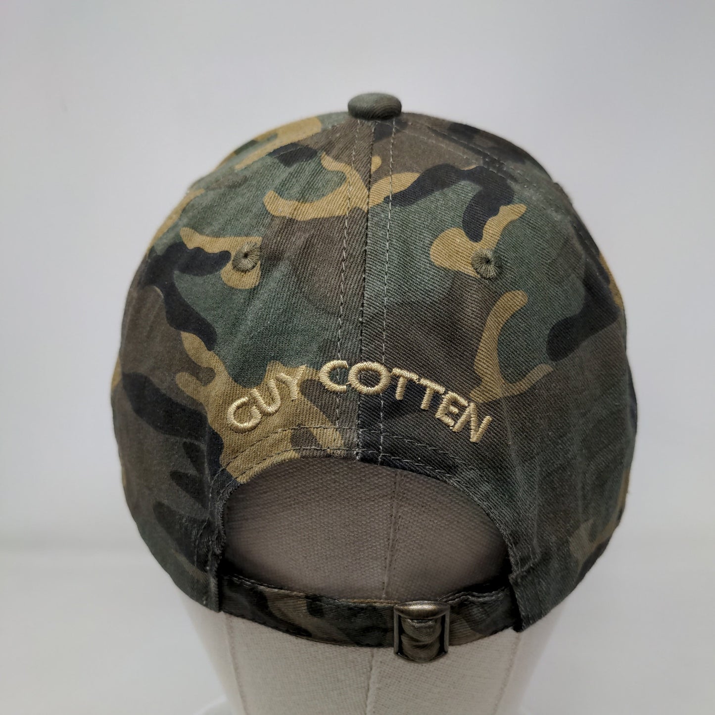 Guy Cotten Slideback Camo Hat Green Brown Embroidered Logo OS Adjustable