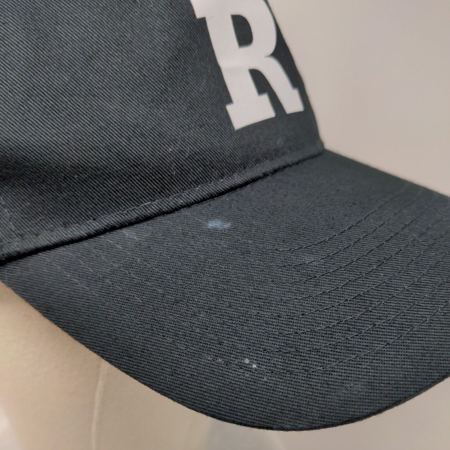 R Initial Youth Snapback Hat Black One Size Adjustable Vented Holes 6 Panel