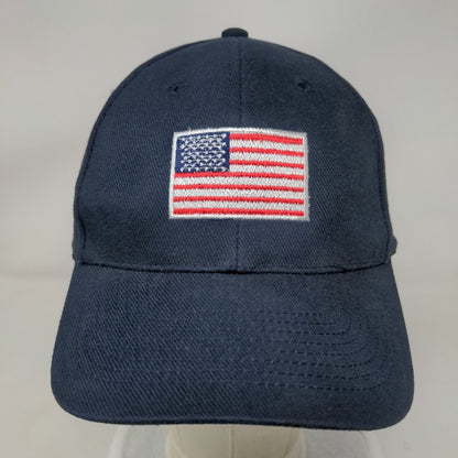 American Flag Slideback Hat Blue One Size Embroidered Patriotic Head Shot KC Cap