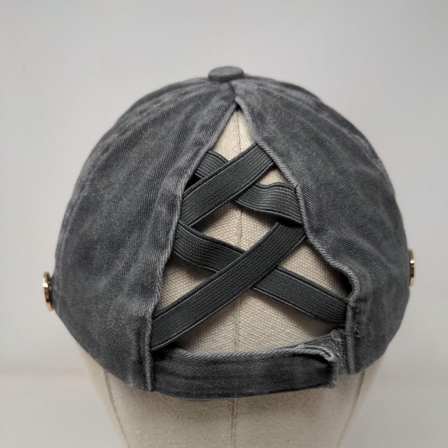 C.C Exclusives Strapback Hat Gray One Size Adjustable Ponytail Criss Cross