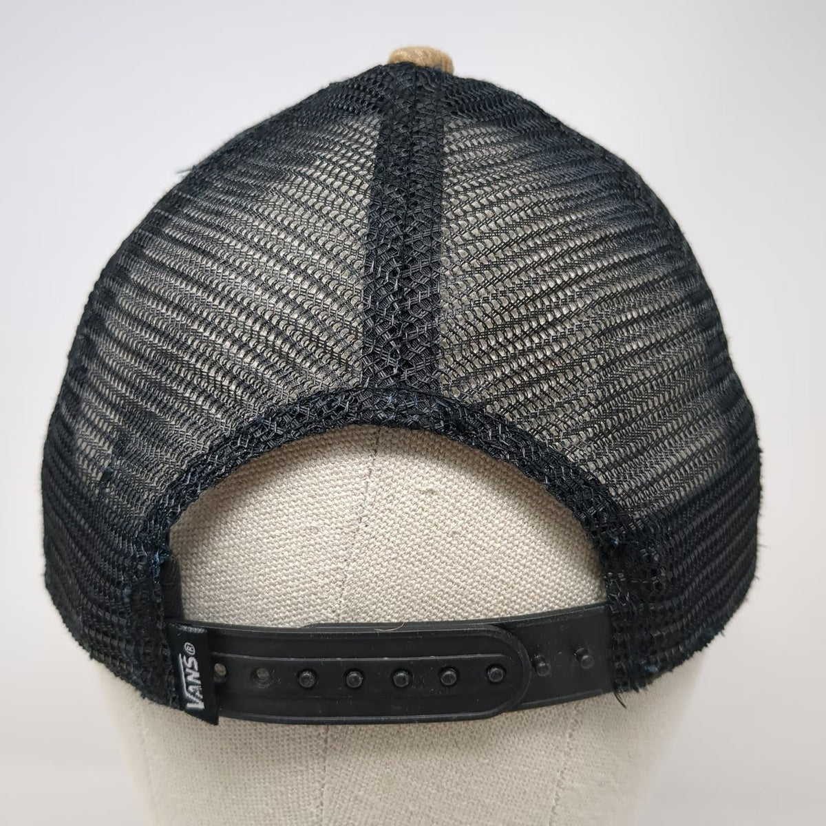 Vans Trucker Hat One Size Blue Beige Corduroy Snapback Mesh Back Skateboard Logo