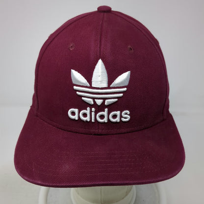 Adidas Snapback Red One Size Trefoil Logo Hat Embroidered Cotton 6-Panel Cap