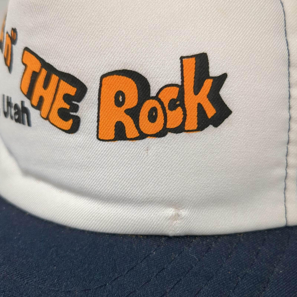 Trucker Hat Blue White L Moab Utah Hole n The Rock Snapback Mesh Back Foam Front