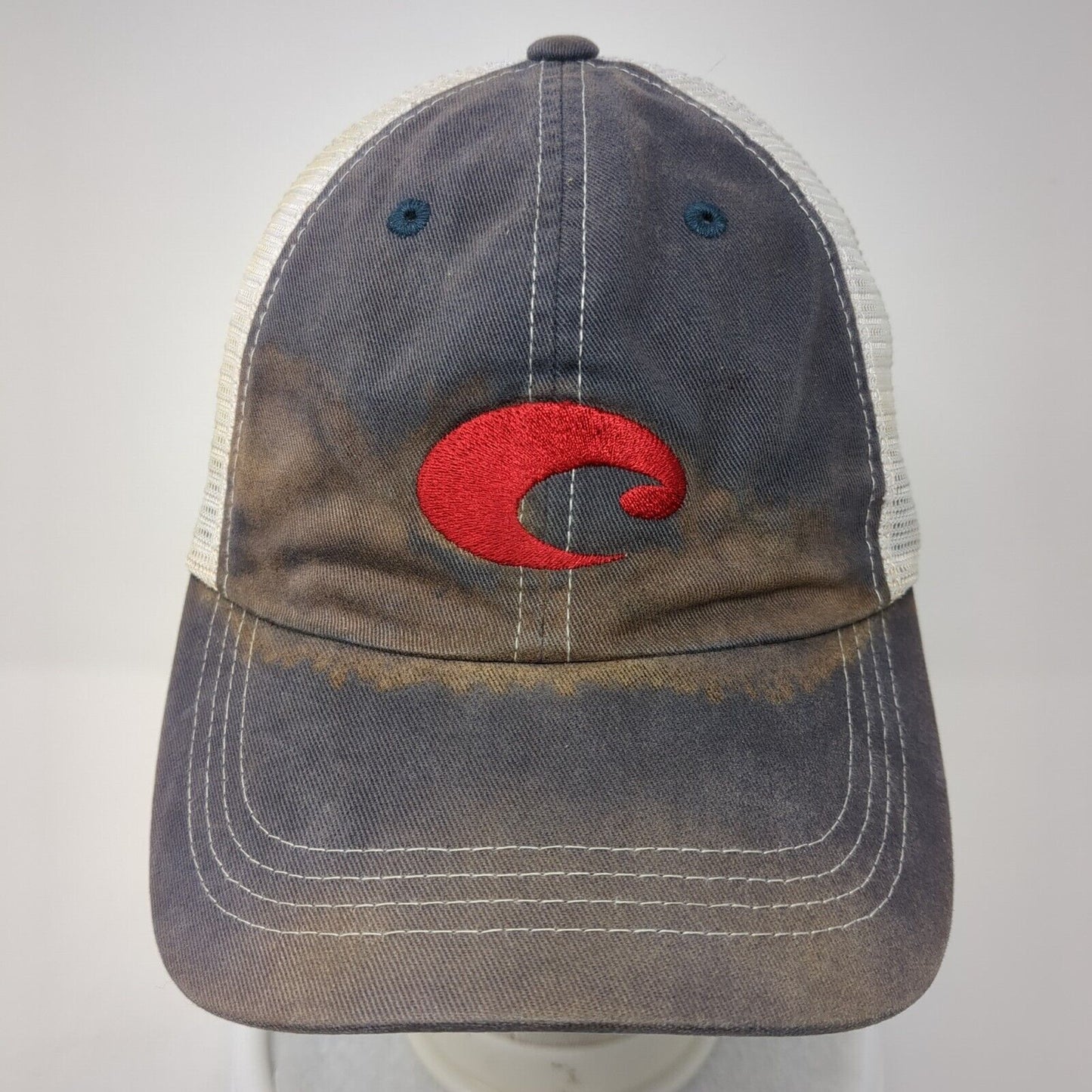 Costa Del Mar Logo Strapback Trucker Hat Blue One Size Mesh Back 6 Panel