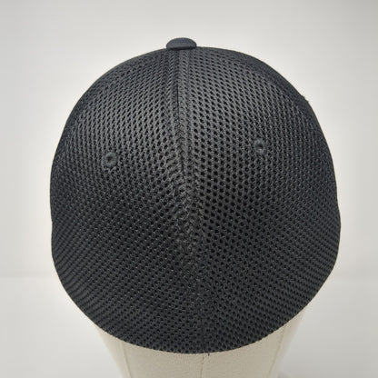 Flexfit Fitted Mesh Back Trucker Hat Size S-M Black Embroidered A Road Logo