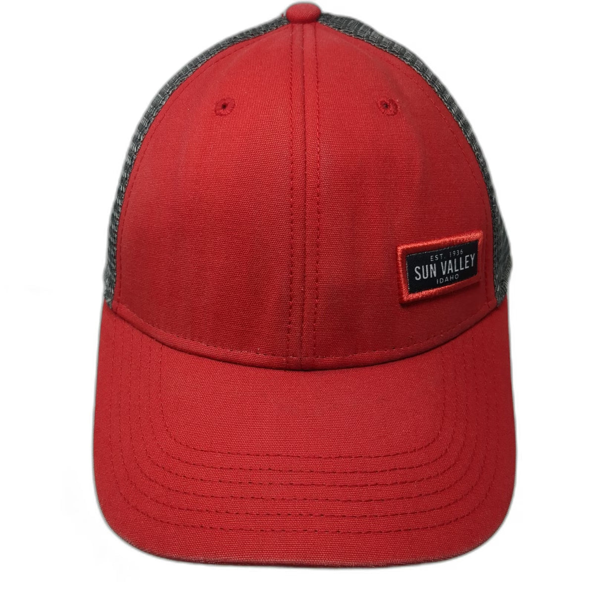 Legacy Trucker Hat Red OSFM Sun Valley Idaho Patch Mesh Back Snapback Adjustable