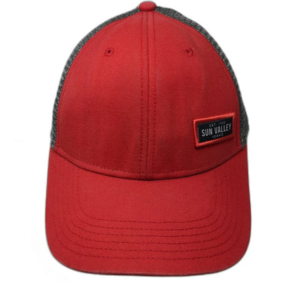 Legacy Trucker Hat Red OSFM Sun Valley Idaho Patch Mesh Back Snapback Adjustable