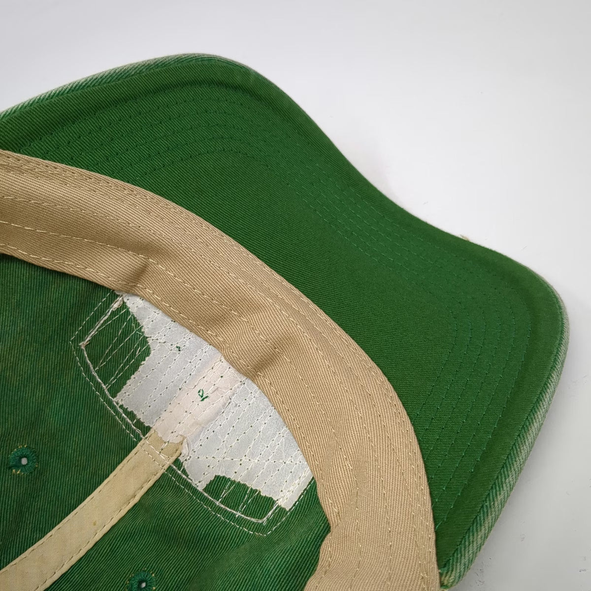 Legacy Trucker Hat Green Beige One Size Hawkins Patch Mesh Snapback Curved Brim