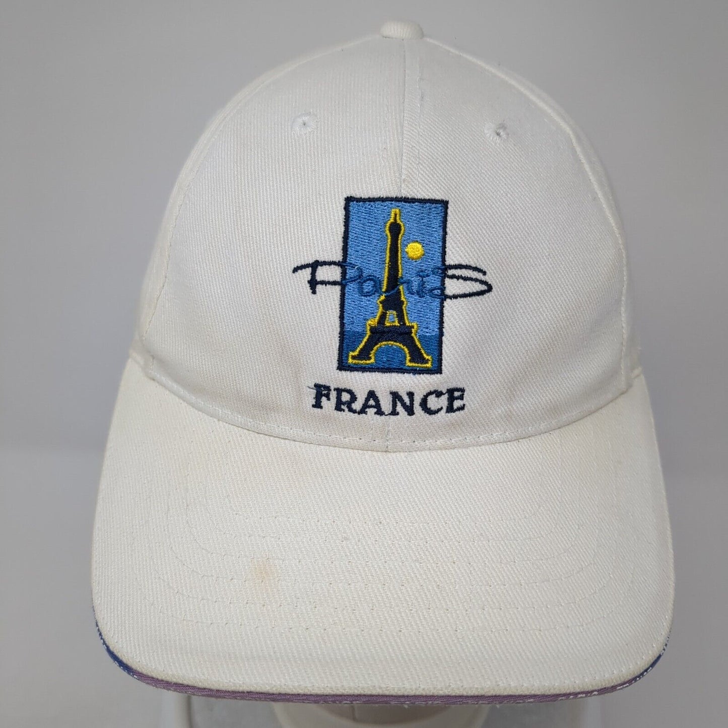 Paris France Strapback Baseball Cap Beige One Size Adjustable Embroidered
