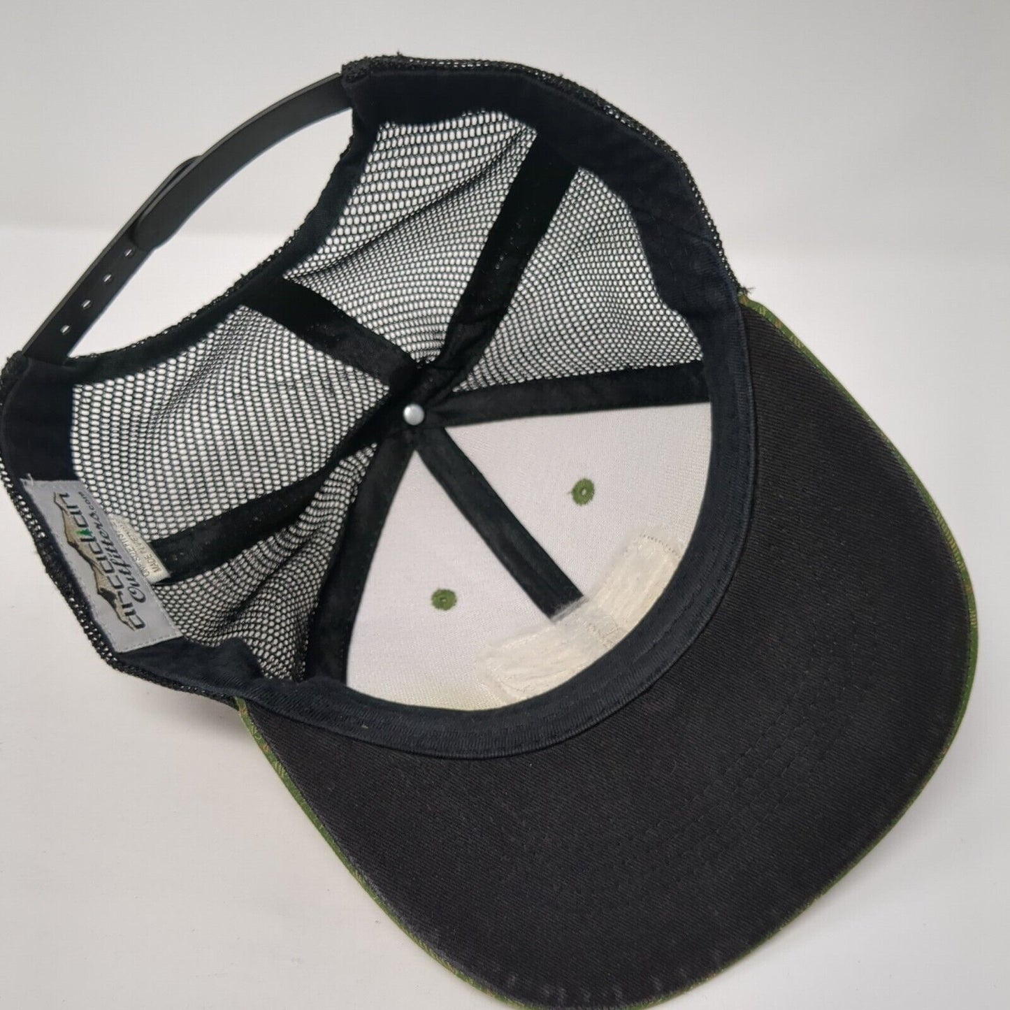 Idaho Snapback Mesh Back Trucker Hat Green One Size Leather Patch