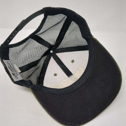 Idaho Snapback Mesh Back Trucker Hat Green One Size Leather Patch