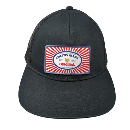 Cactus Alley Patch Snapback Trucker Hat Black One Size Solid Mesh Back
