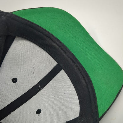 Shine Supply Snapback Black One Size Hat Flat Brim Green Underbrim Work Patch