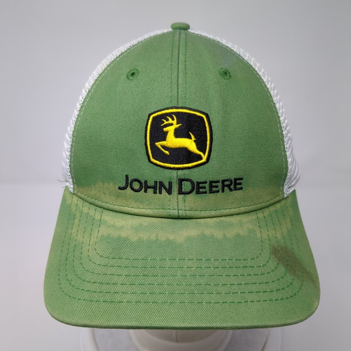 John Deere Snapback Mesh Back Trucker Hat Green One Size Adjustable
