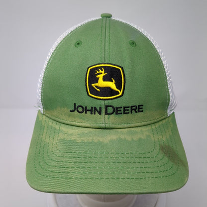 John Deere Snapback Mesh Back Trucker Hat Green One Size Adjustable