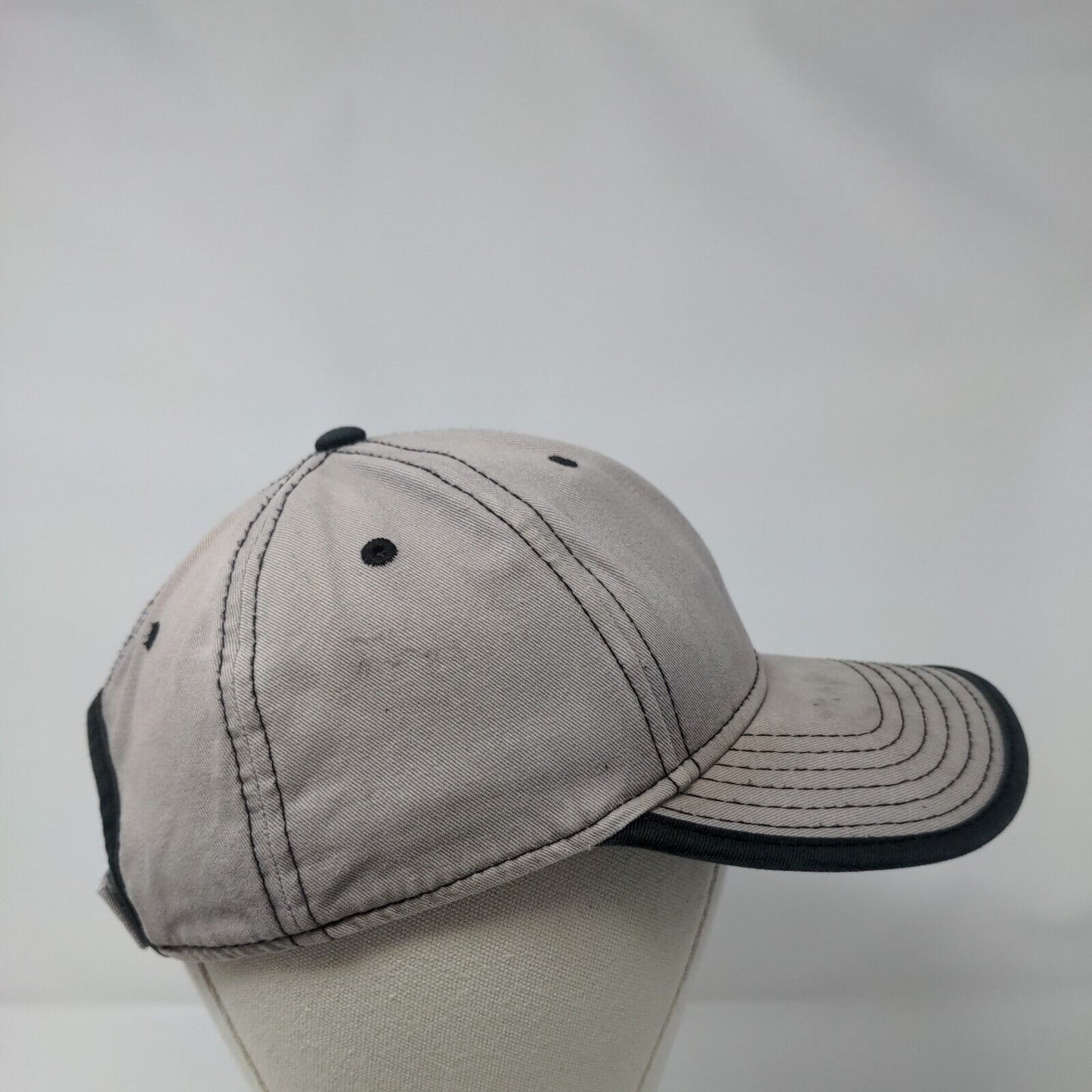 Lott Con. Strapback Hat Gray OSFM Adjustable Embroidered 6 Panel Otto Cotton