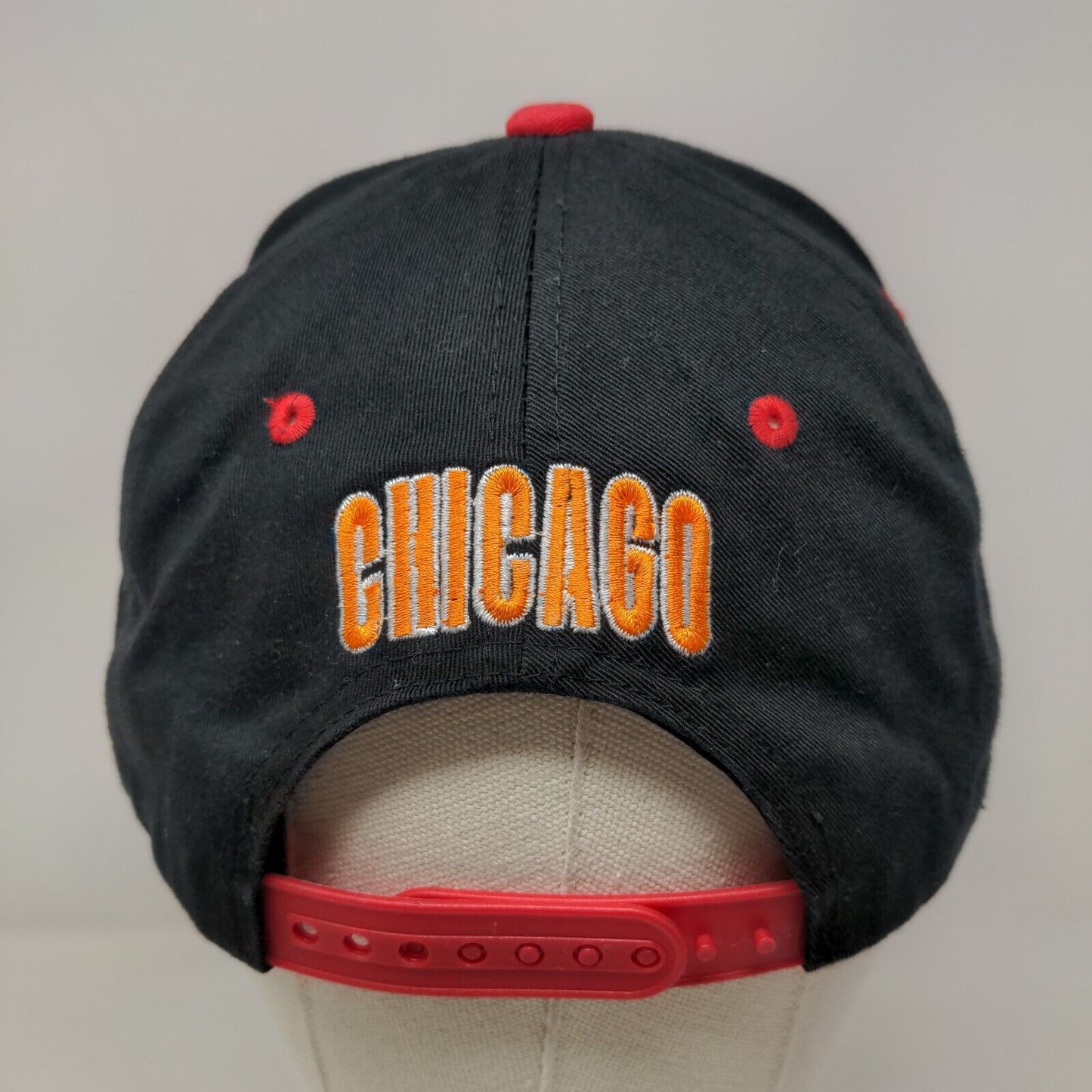 Chicago Snapback Hat Red Black Embroidered Logo Adjustable 100% Cotton