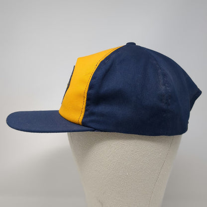 Cap America 5 Panel Blue Yellow L Wolf Patch Snapback Made in USA Vintage Hat
