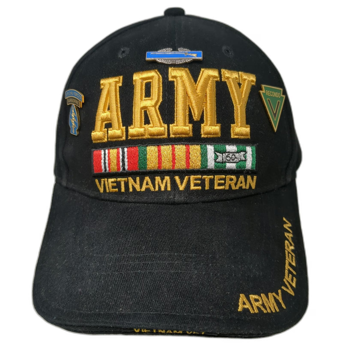 Rothco Army Vietnam Veteran Baseball Cap Black One Size Strapback Pins Hat