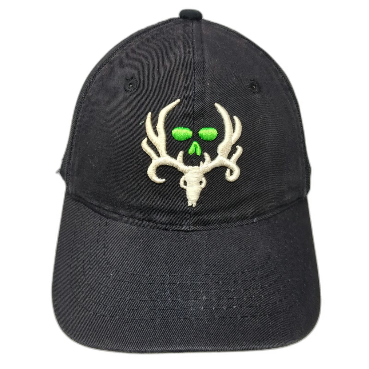 Outdoor Cap Baseball Cap Black One Size Strapback Mesh Deer Skull Antlers Hat