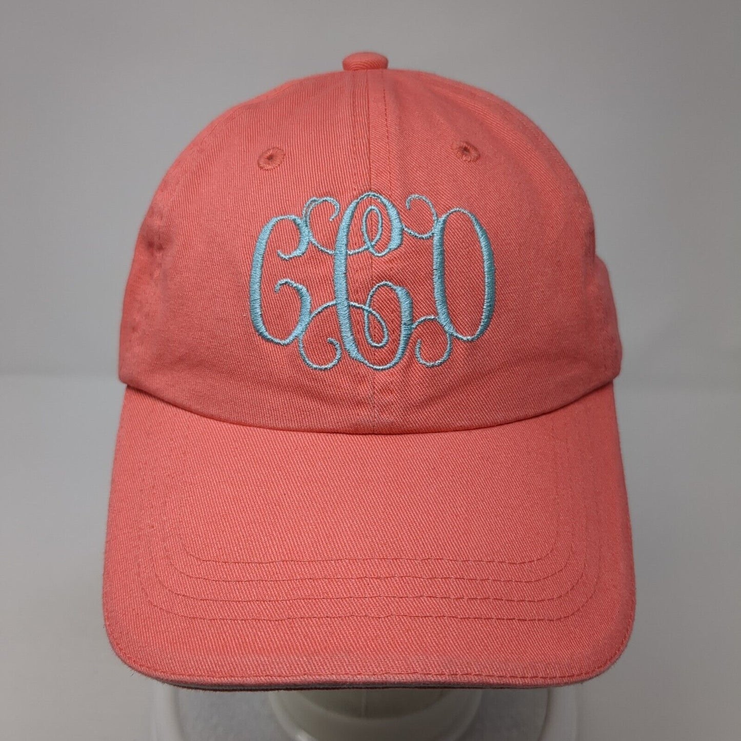 Monogram Strapback Hat Pink One Size Adjustable Embroidered Port Authority