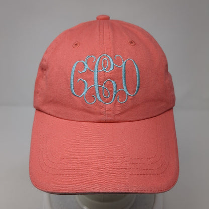 Monogram Strapback Hat Pink One Size Adjustable Embroidered Port Authority