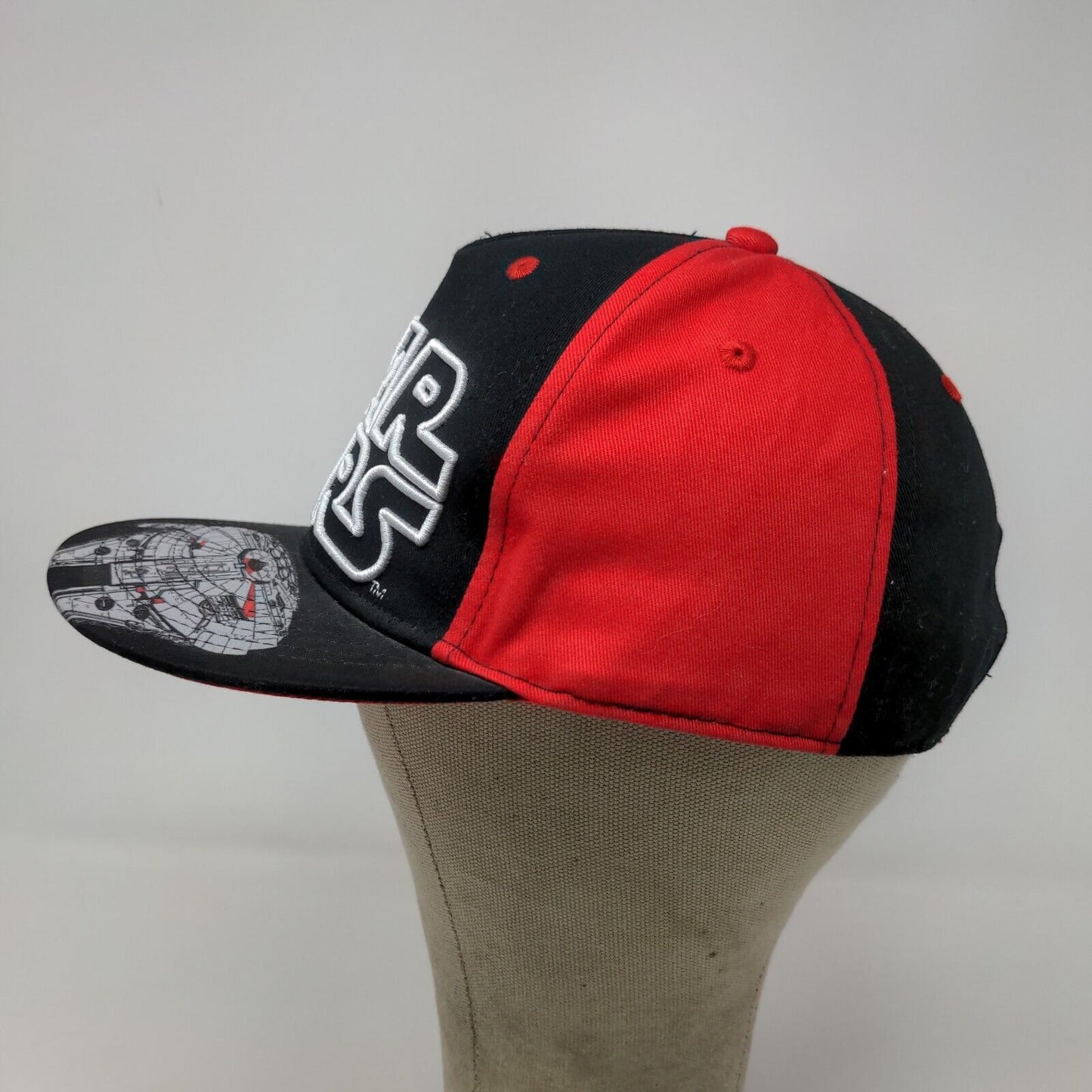 Star Wars Men's Snapback Hat Black Red Graphic Millenium Falcon Tie Fighters