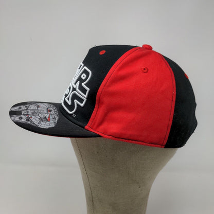 Star Wars Men's Snapback Hat Black Red Graphic Millenium Falcon Tie Fighters