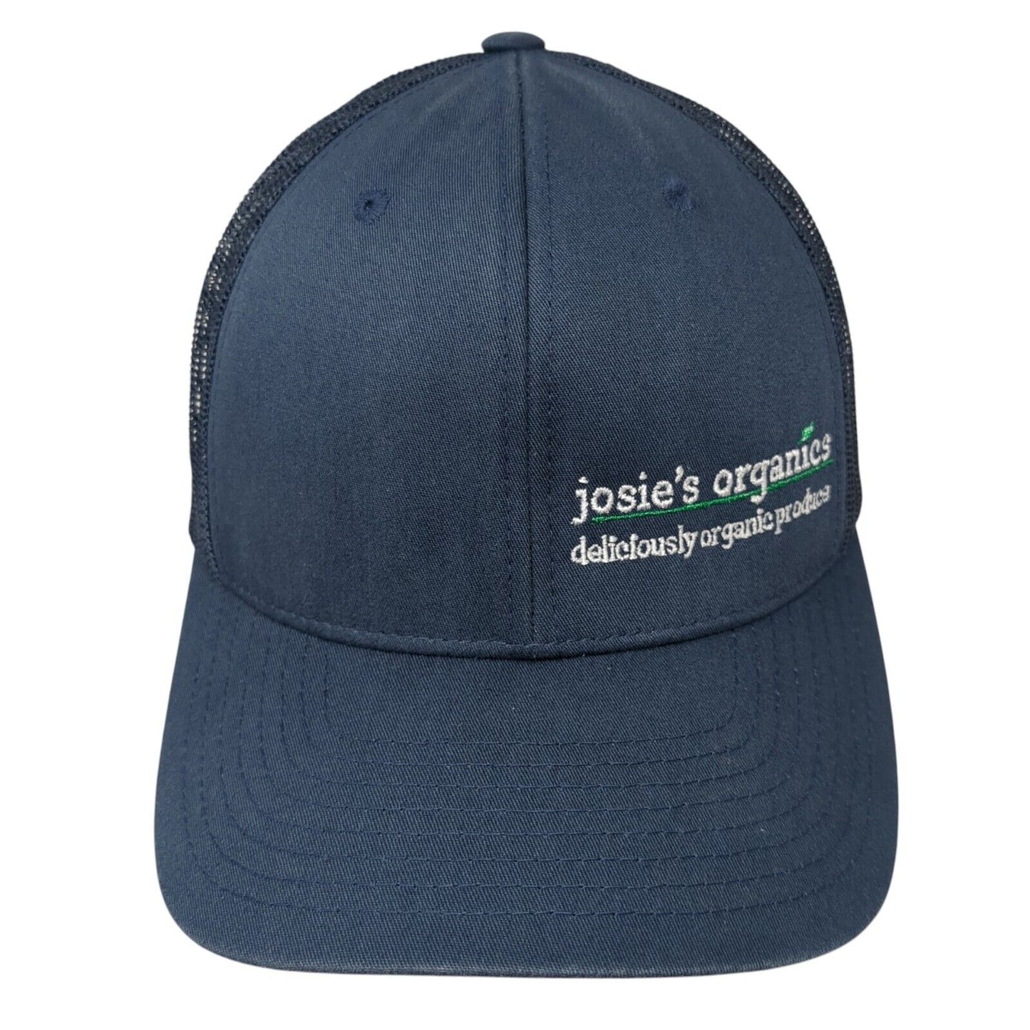 Josie's Organics Snapback Trucker Hat Blue One Size Mesh Back Yupoong