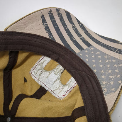 Field & Stream Baseball Cap Brown OSFM American Flag Deer Antler Strapback Hat
