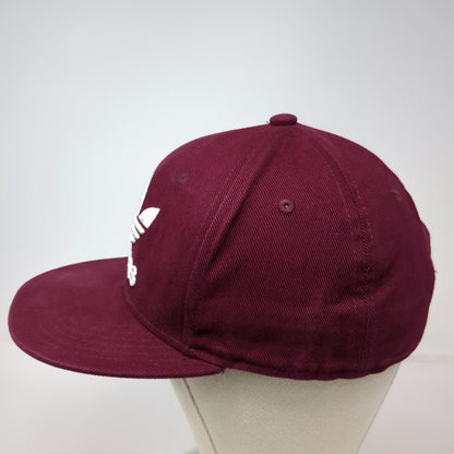 Adidas Snapback Red One Size Trefoil Logo Hat Embroidered Cotton 6-Panel Cap
