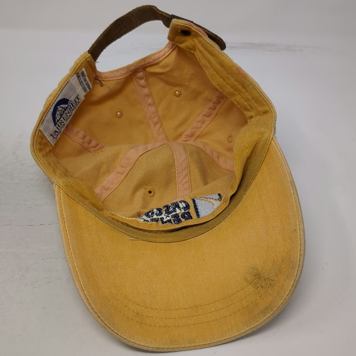 Fahrenheit Baseball Cap Yellow One Size Cesco Rentals Leather Slideback Hat
