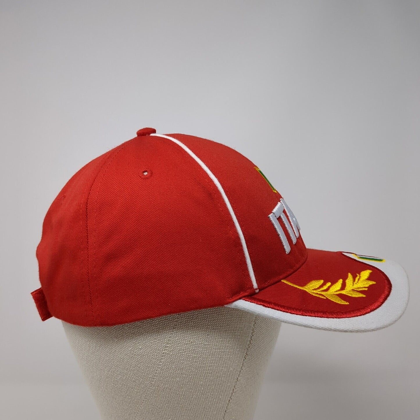 Italia Strapback Hat Red One Size Adjustable Embroidered Patriotic 6 Panel