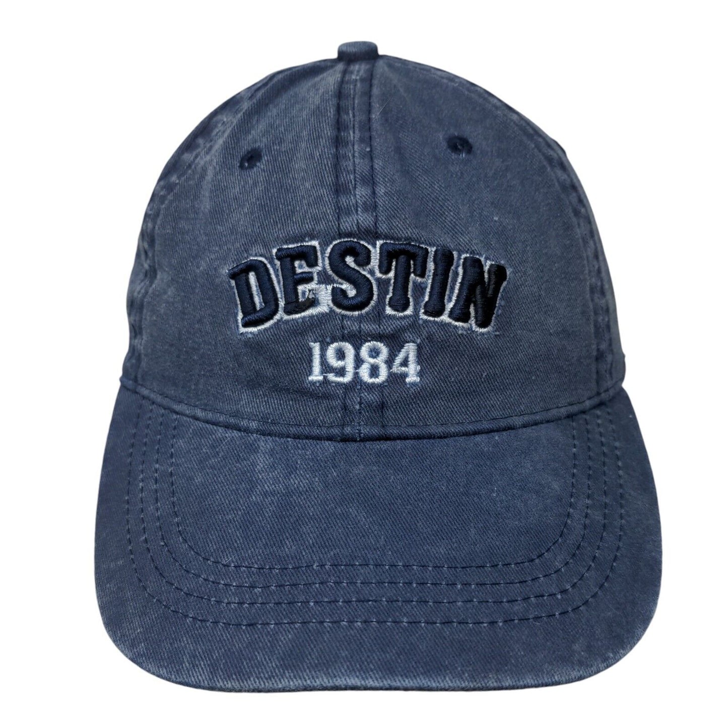Destin 1984 Strapback Hat Blue One Size Adjustable Embroidered Lucky 7 Cotton